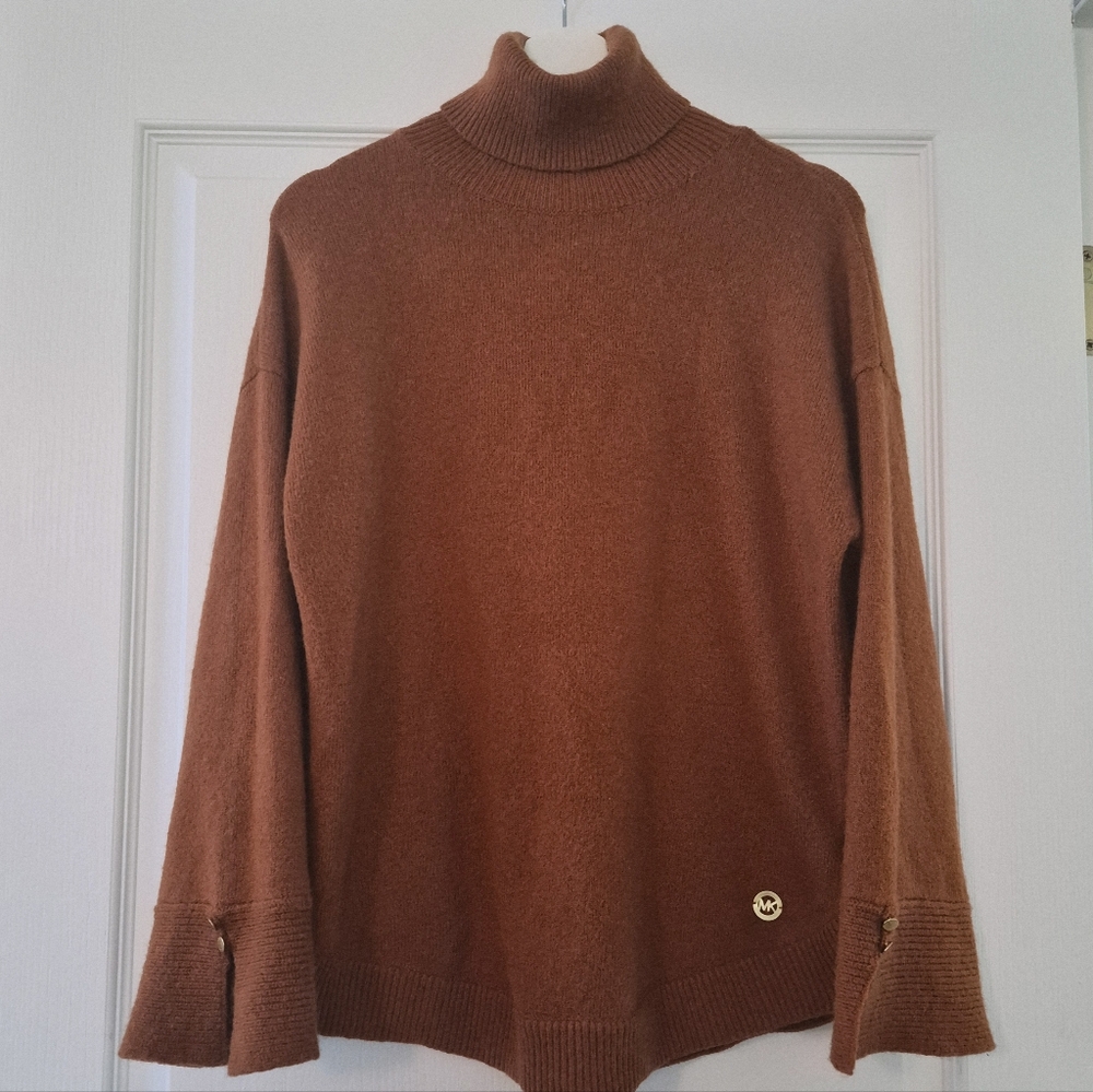 ​Michael Kors Merino & Baby Alpaca Blend Turtleneck Sweater, Burnt Orange